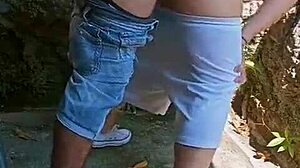 Super horny couple rips clothes for rough outdoor fuck behind abandoned house