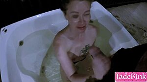neighbors hotwife rides cock in steamy hot tub then he pounds her deep