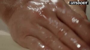 oh god blonde babe Nesty moans as masseur fingers her wet pussy deep romantic sensual cum