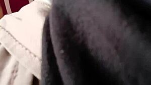 Roommate sneaks blowjob on sister's husband while he films her curvy latina tits close-up!