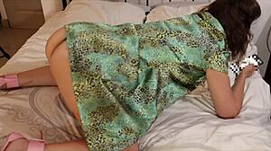french amateur slut in satin bra thong dress heels rims deepthroats pussy fucked cumshots