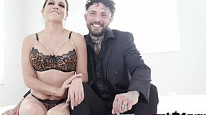 Tatted Tommy's Sloppy Milf Footjob from Sandy Love Explodes!