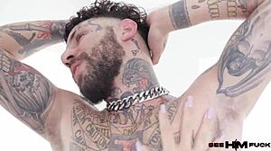 Tatted Tommy's Sloppy Milf Footjob from Sandy Love Explodes!