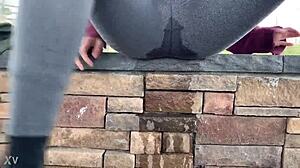 oops teen soaks leggings peeing pussy outdoors who knew? 💦