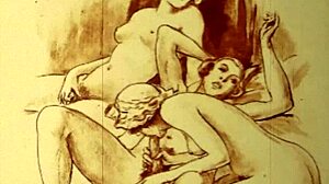 vintage erotic drawings capture hairy antique scenes in retro style