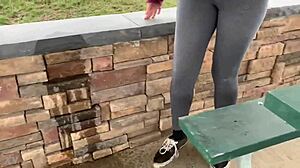 oops teen soaks leggings peeing pussy outdoors who knew? 💦