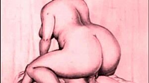 vintage erotic drawings capture hairy antique scenes in retro style