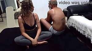Stepfather dry rubs stepdaughter then rips clothes for doggystyle creampie