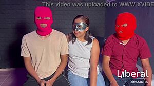 couple's first cuckold thrill husband watches latina wife with two guys