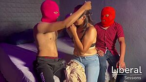 couple's first cuckold thrill husband watches latina wife with two guys