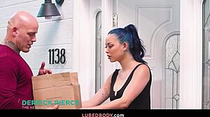 hey eve, neighbor's massage turns into wet pussy lick and deepthroat?