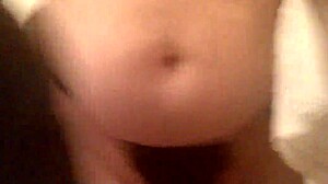 Hairy pussy solo masturbation on toilet in steamy bathroom nude