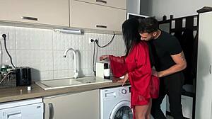 tired wife home from work bends over for rough doggystyle pounding then deepthroat swallows full cum load