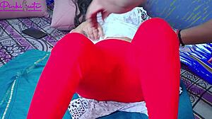 Ravindesi stepsis strips naked for salon man shaving her hairy pussy