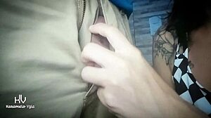 sucking daddy's balls while he kicks and licks my petite pussy in bedroom taboo