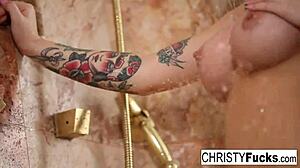 oh christy mack feels so steamy and sensual under the shower spray