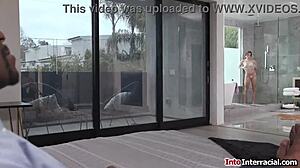 Stepdaughter soaps up before black stepdad's deepthroat shower pounding 