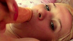 hey teen blonde, why stuff that dildo deep in your pussy?