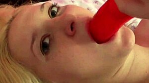 hey teen blonde, why stuff that dildo deep in your pussy?