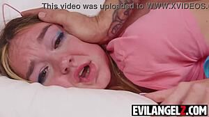 Bryan Gozzling rams deepthroat into Della Cate's throat. Petite teen squirts from facefuck.