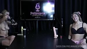 A Transsexual Sofie Lollipop Strips Naked With Excited Host Bia Hot In Sheer Red Lingerie Podcast Preliminaries
