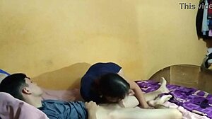 stepsis sneaks in while i nap to deepthroat my cock on her small tits