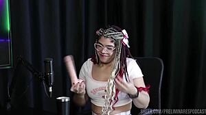 A Transsexual Sofie Lollipop Strips Naked With Excited Host Bia Hot In Sheer Red Lingerie Podcast Preliminaries
