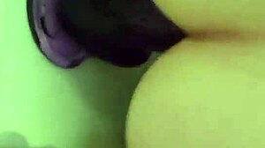 Peeping Tom Neighbor Catches Tattooed Milf Wife Riding Dildo in Shower with Huge Tits