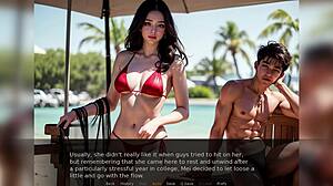 bruneite with big tits gets dirty on the beach fucking in wild fantasy play