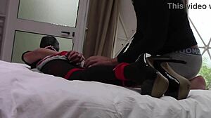 Blindfolded Milf in Pantyhose Tied Up Fucked in All Holes