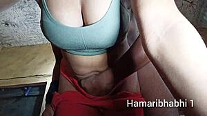 big boobs indian village wife rides cowgirl in tight leggings creampie explosion!