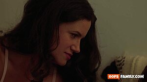 stepmom's intimate bedtime tale: BIG TITS BRUNETTE rides FAT COCK cowgirl DOGGYSTYLE cumshot hairy pussy