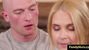 Stepmom Joins Massage Threesome for Bent Over Doggystyle Action