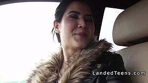 Teen hitchhiker ditches bf for hardcore car fuck with stranger! 😏🚗💦