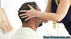 Babe Swaps Cum with Humiliated Cuckold Boyfriend After Pounding