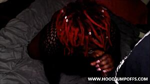 black bbw chokes deep on massive ebony monster cock