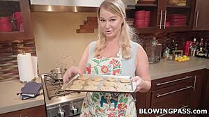 Stepmom sneaks taboo blowjob on young stepson while no one watches