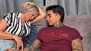 Monique Fuentes craves stepson Christian Chaux's virgin forbidden cock in bareback missionary and doggystyle pounding with her big tits bouncing