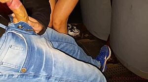 Corno Watches Wife Suck Cum in Cinema Toilet Fuck Frenzy!