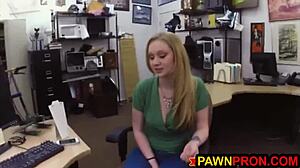 that adorable black shop slut gets blackmailed into blowing and fucking the whole group