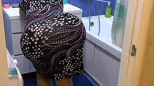 mature housewife bends over, big ass exposed for monster cock anal pounding