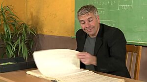 school secretary bent over classroom desk takin big cock deepthroat cumshot on tits quickie fisting
