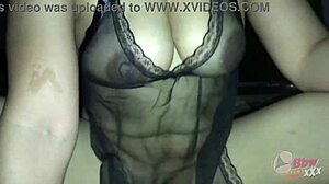 Curvy Milf Teases in Sheer Black Fabric Over Big Natural Tits