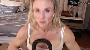 Blonde Fitness Goddess Rides Dildo in Bedroom for Wet Climax