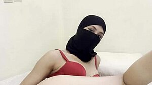 shy niqab arab slowly fingers juicy pussy close-up