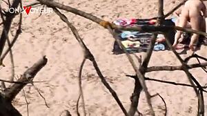 beach whore spreads pussy wide for cock pounding sunbathers staring