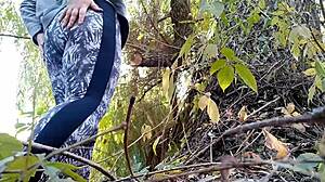 Chubby Stepmom's Outdoor Doggystyle Self-Fuck Leaves Her Dripping