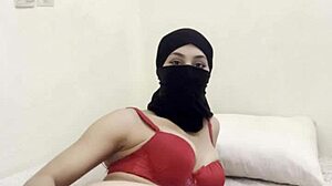shy niqab arab slowly fingers juicy pussy close-up