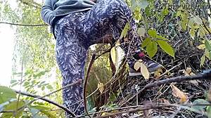 Chubby Stepmom's Outdoor Doggystyle Self-Fuck Leaves Her Dripping