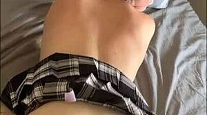 skinny college coed aleena che bends for homemade doggystyle spanking and riding